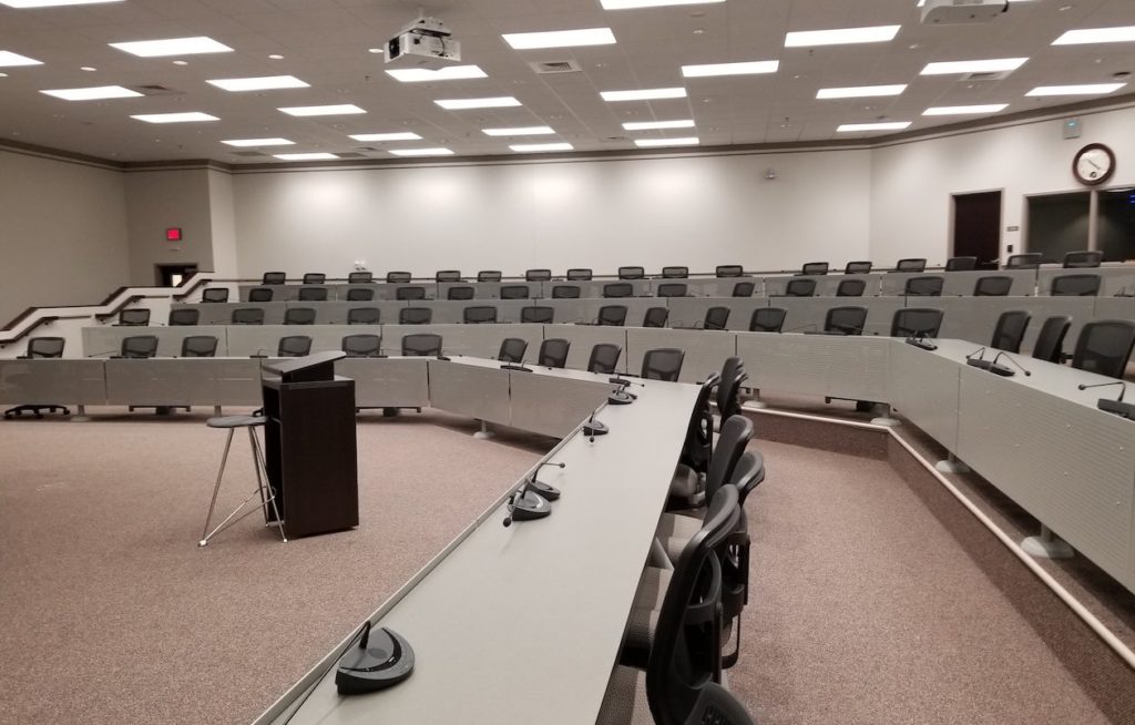 The Wilbanks Instructional Support Center is huge, a 420,000 square-foot complex with 1,000 parking spaces and a variety of meeting spaces and lecture halls.