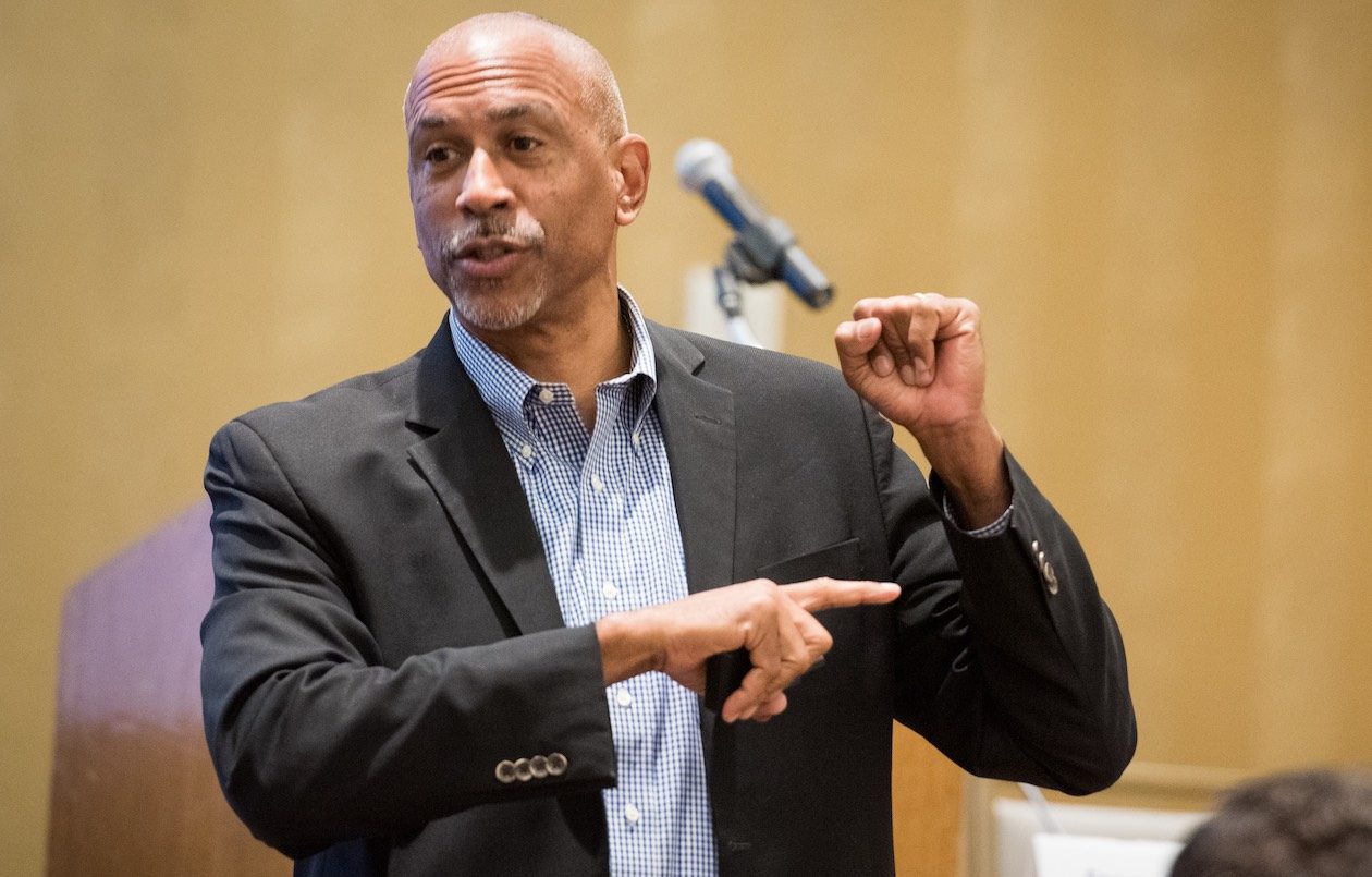 A photo of Dr. Pedro Noguera is a former classroom teacher who is now a sociologist, researcher and sought-after expert on educational equity. He is Dean of the Rossier School of Education at USC.