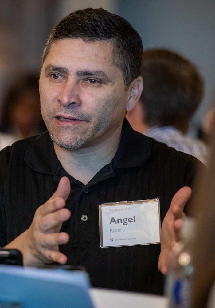 Angel Rivera, assistant superintendent for innovation and leadership at Mesquite ISD is photographed during a Holdsworth leadership program session.