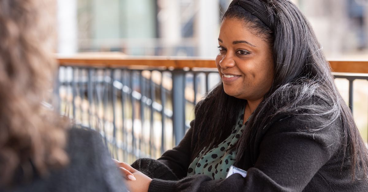 Aisley Adams of Aldine ISD is photographed on the Campus at Lake Austin during a Holdsworth Center leadership program session.