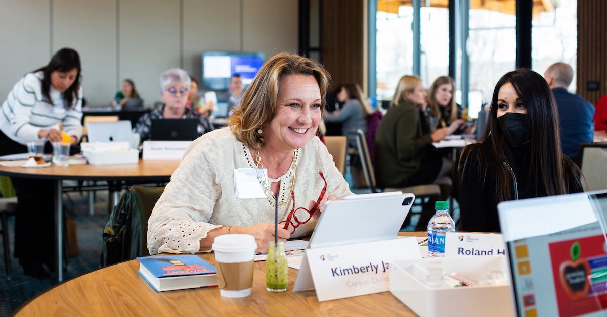 Kim James, Deputy Superintendent of Curriculum and Instruction of Corpus Christi ISD, is pictured smiling during a Holdsworth Center Leadership Collaborative session at the Campus on Lake Austin.
